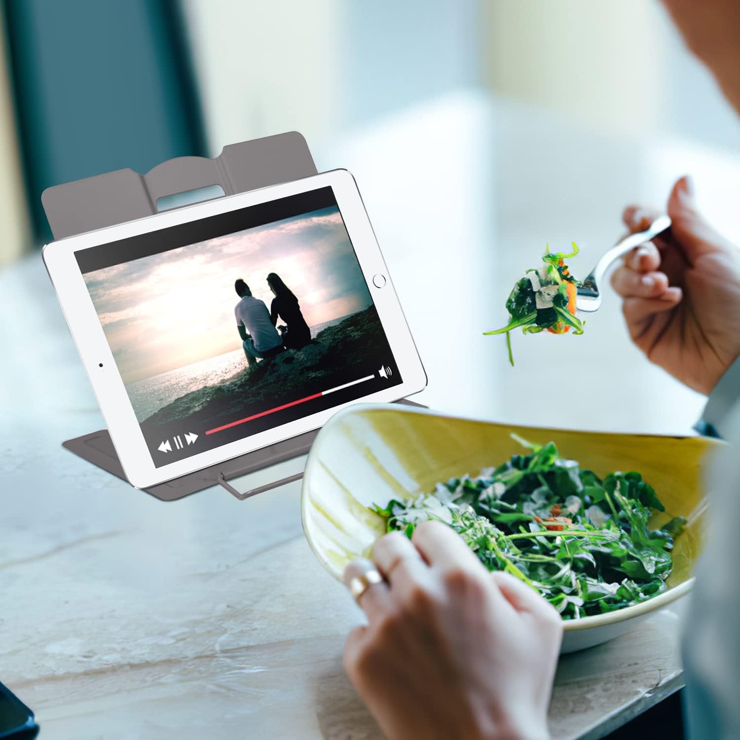 Desk Book Stand Metal Reading Rest Book Holder Angle Adjustable Stand Document Holder Portable Sturdy Lightweight Bookstands-Textbooks Tablet Music Books Cook Recipe (Grey)