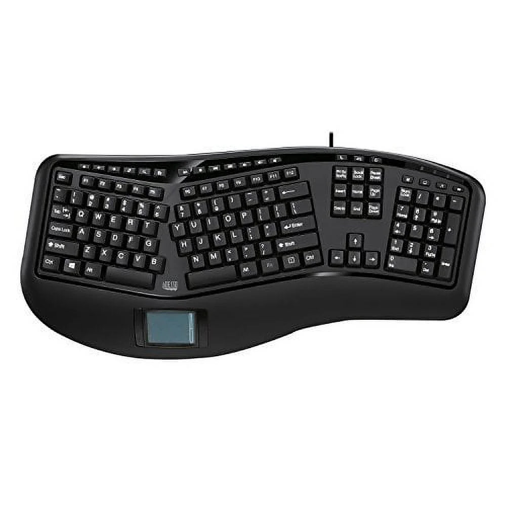AKB-450UB - Ergonomic Keyboard with Built-In Touchpad, Wired, Multimedia Hotkeys, Split Keys Design, Built-In Palm Rest for Comfort - Compatible for PC & Windows XP/7/8/10
