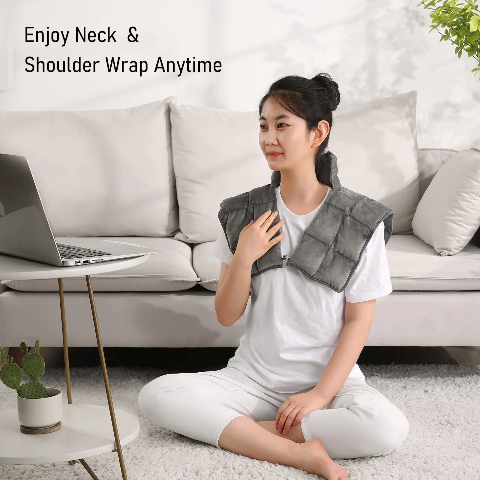 Microwave Heating Pad for Neck, Shoulders & Back with Herbal Aromatherapy, Hot & Cold Compress, Grey Gift for Mother, Wife, Daughter, Girl Friend