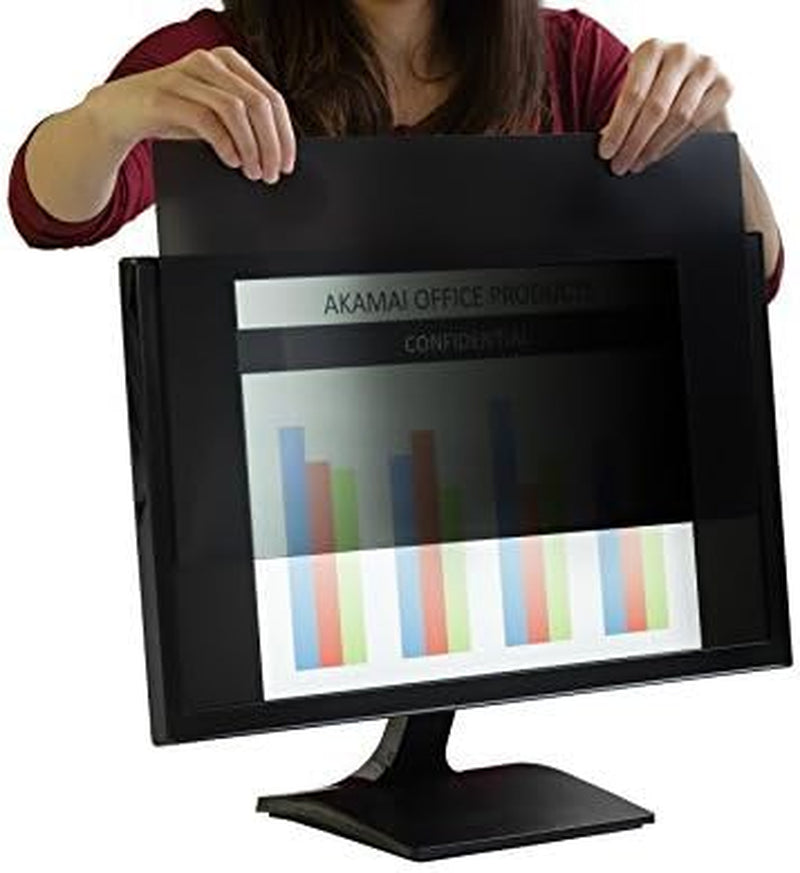 20 Inch Computer Privacy Screen (16:9) - Black Security Shield - Desktop Monitor Protector - UV & Blue Light Filter by Akamai (20.0 Inch Diagonally Measured, Black)
