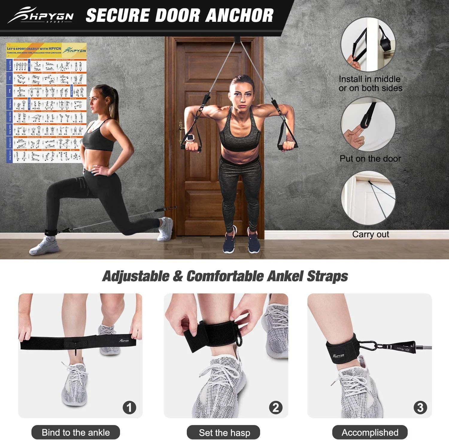 Resistance Bands Set, 200Lb  5 Tube Fitness Bands for Muscle Training