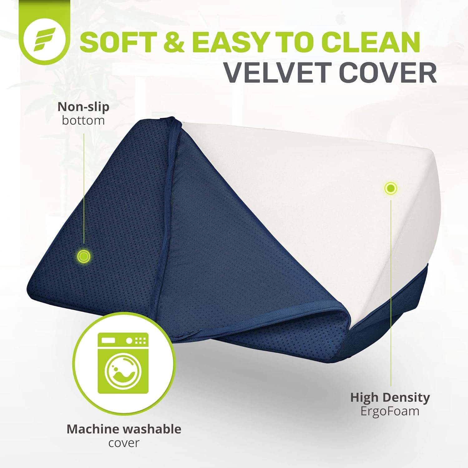 Foot Rest - Chiropractor-Endorsed Orthopedic Teardrop Design 2In1 Adjustable Premium under Desk Footrest for Lumbar, Back, Knee Pain (Navy Blue)