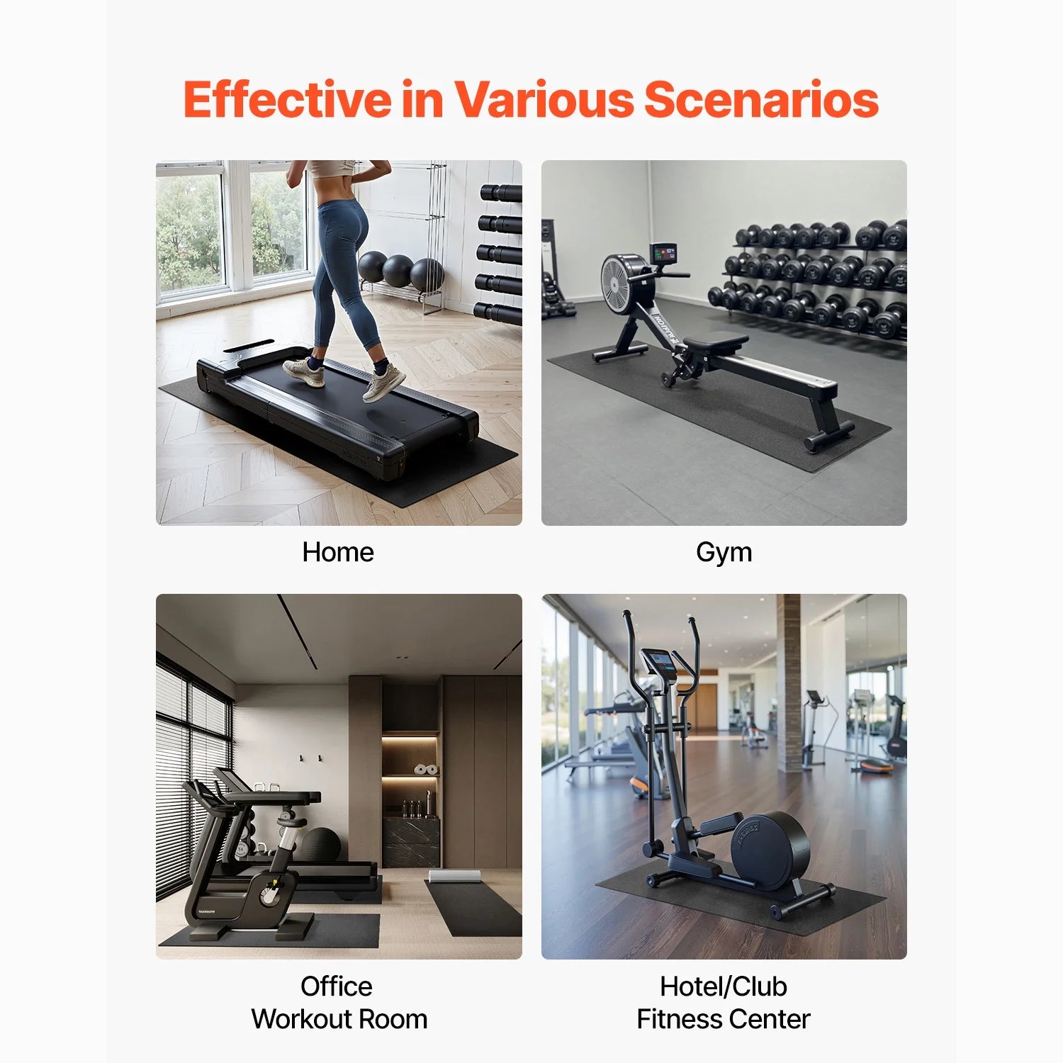 Treadmill Mat for Carpet, 23.62" X 51.18" X 0.16" Exercise Equipment Mat for Elliptical and Walking Pad, Durable PVC Floor Protector, Waterproof and Non-Slip for Home Gym Use