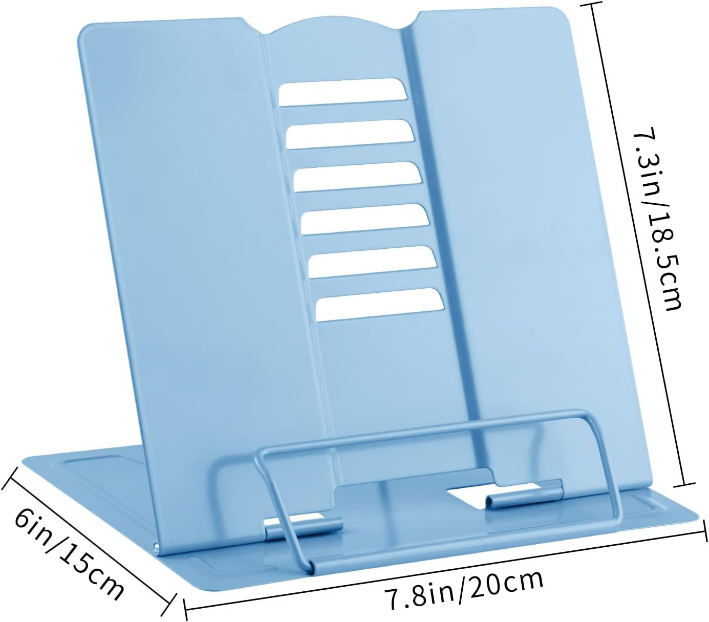 Desk Book Stand Metal Reading Rest Book Holder Adjustable Cookbook Documents Holder Bookstands for Recipes Textbook Music Books Christmas Gift for Age 3,4,5,6,7,8,9,10+ Boys Girls (Light Blue)