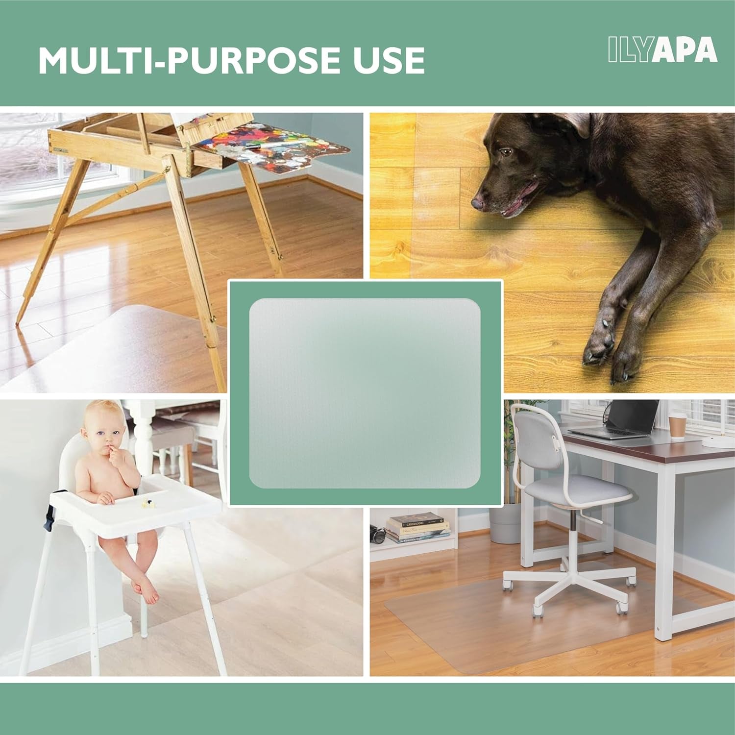 Office Chair Mat for Hardwood Floor, 47"X 59"- PVC under Desk Mat for Computer Chairs on Harwood, Tile and Carpet Floor - Plastic Protector