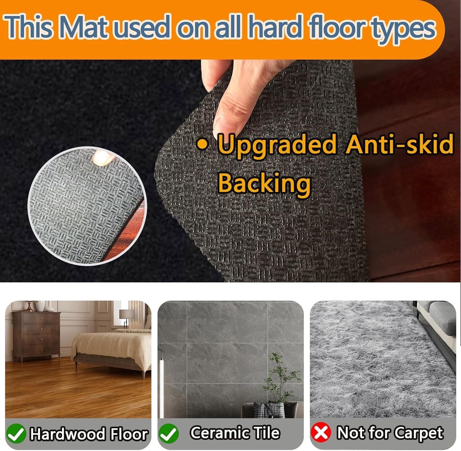 Protective Mat for Tile Hardwood Floor Rolling Desk Chair Gaming No Slip Office