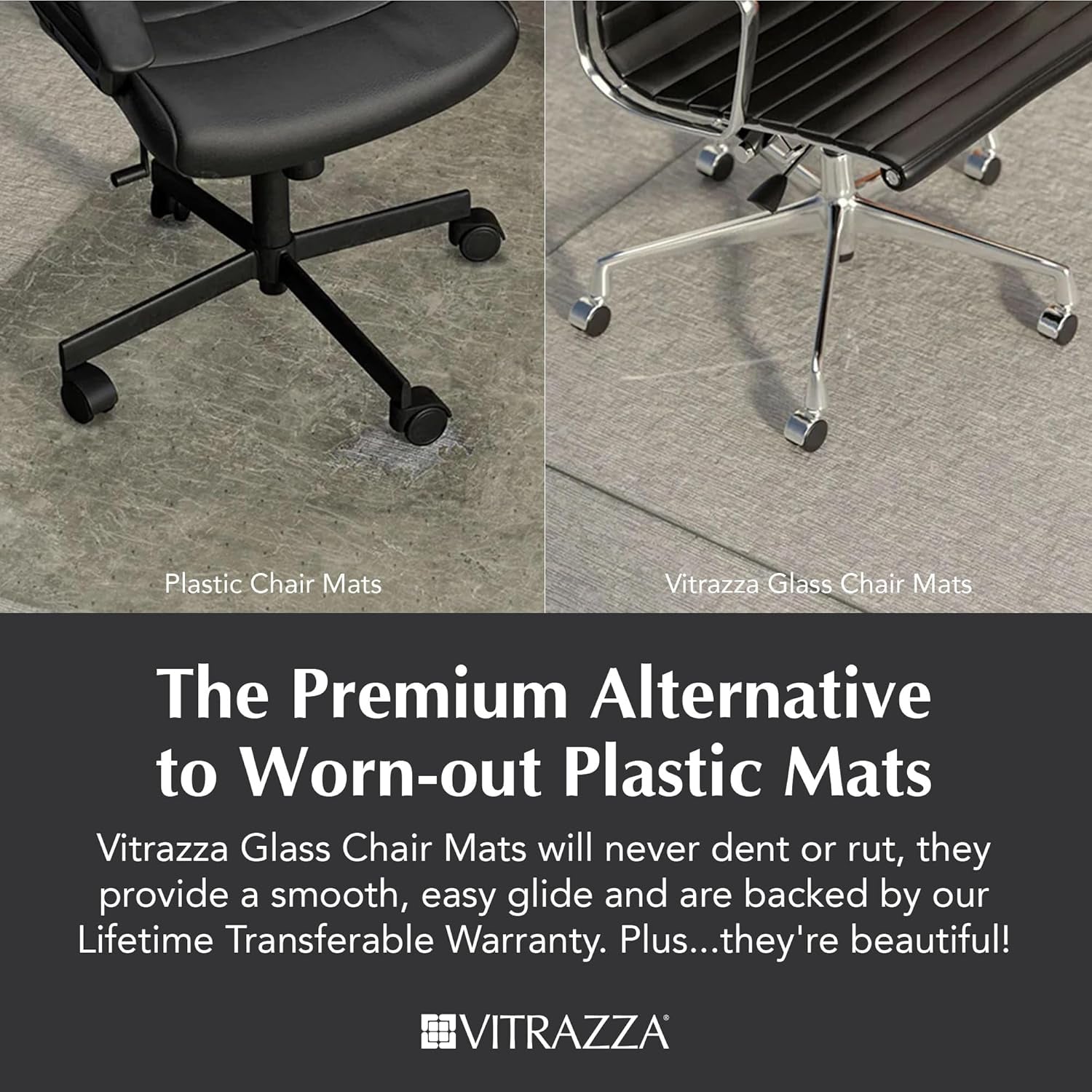 Glass Office Chair Mat – 36” X 48” Desk Mat with Clear Safety Glass/Creates Smooth, Easy Glide/Protects against Carpet Imprints/Perfect for Home and Office Spaces (Chiaro Standard Clear)