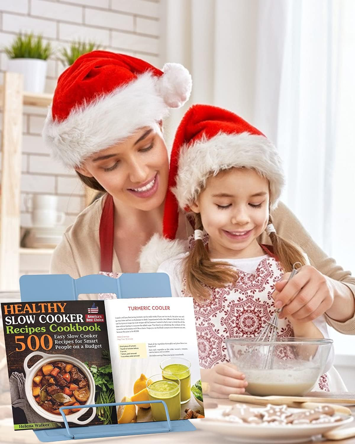 Desk Book Stand Metal Reading Rest Book Holder Adjustable Cookbook Documents Holder Bookstands for Recipes Textbook Music Books Christmas Gift for Age 3,4,5,6,7,8,9,10+ Boys Girls (Light Blue)