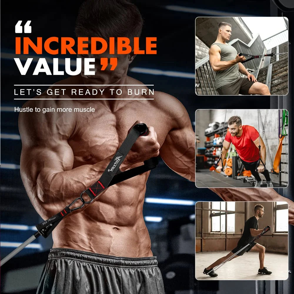 Resistance Bands Set, 200Lb  5 Tube Fitness Bands for Muscle Training