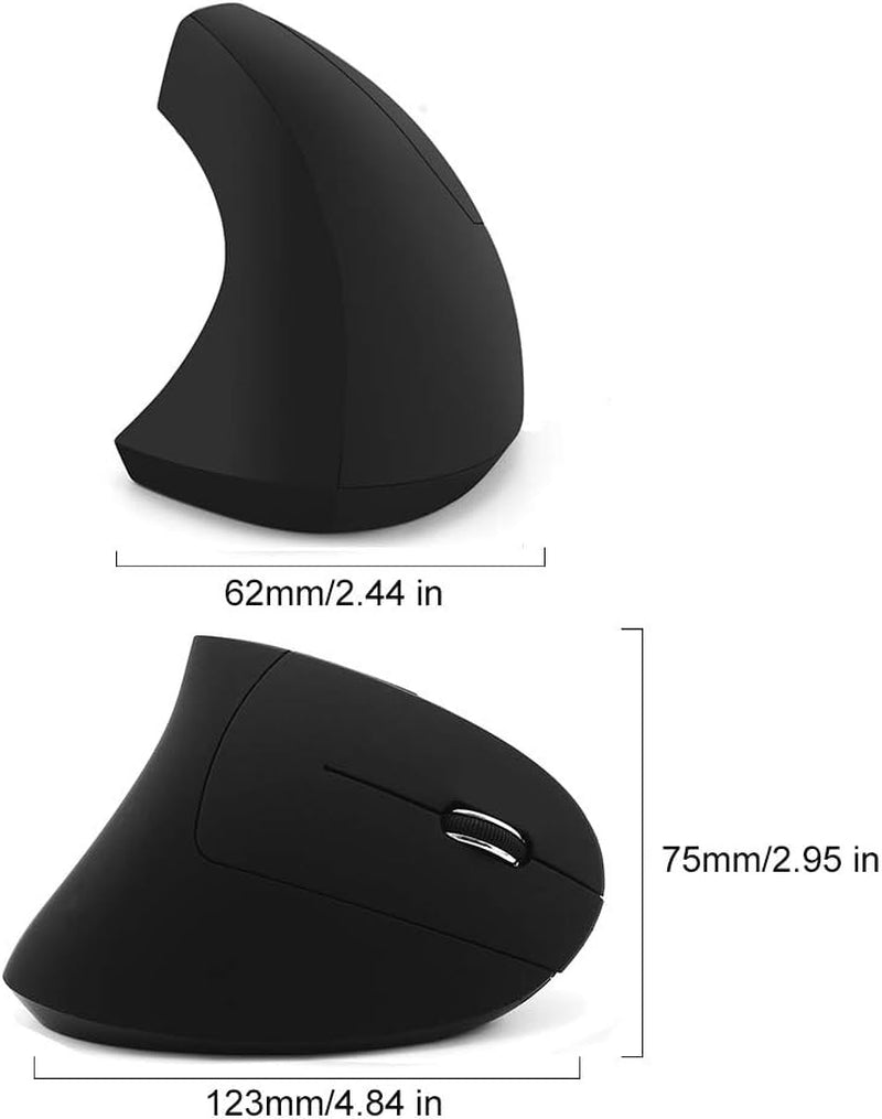 Wireless Vertical Mouse, Wireless Ergonomic Vertical Mouse, 2.4G Optical Mice 800/1200/1600 High Precision for PC Laptop Desktop Mac (Ergonomic Mouse-Rechargeable)