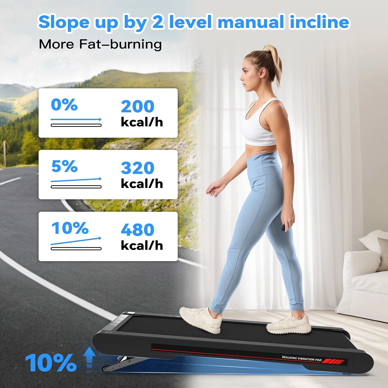 Walking Vibration Pad with Manual Incline Remote/App Comtrol,Under Desk Treadmill for Home