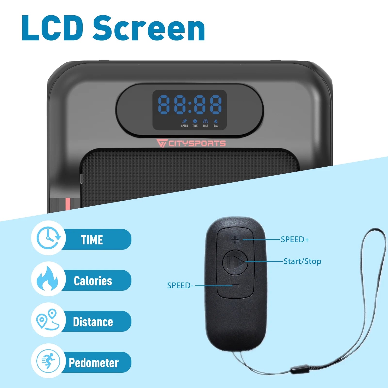 under Desk Treadmill, Walking Pad for Home, 1-6 KM/H, LCD Display, Alloy Steel Frame, Compact & Portable