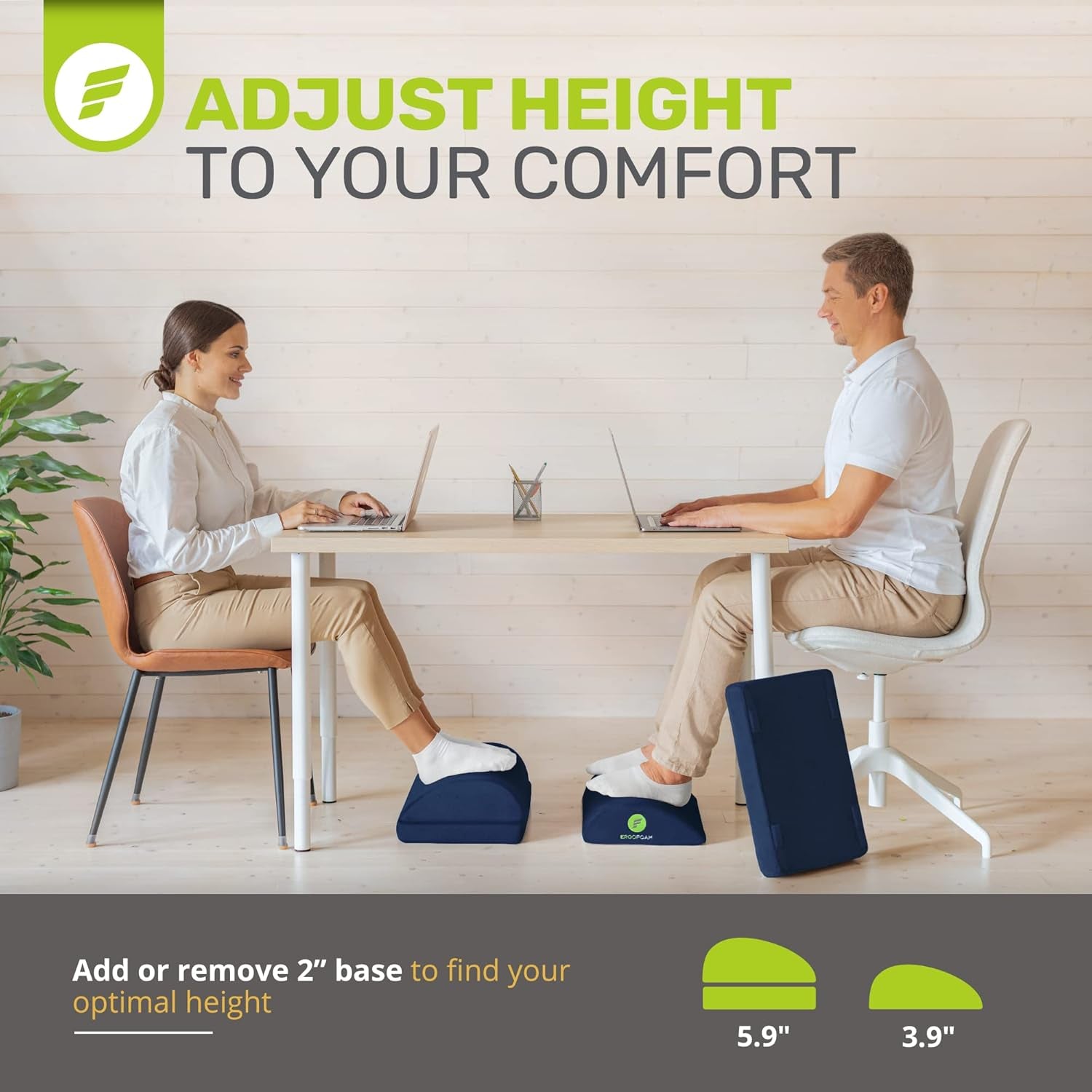 Foot Rest - Chiropractor-Endorsed Orthopedic Teardrop Design 2In1 Adjustable Premium under Desk Footrest for Lumbar, Back, Knee Pain (Navy Blue)