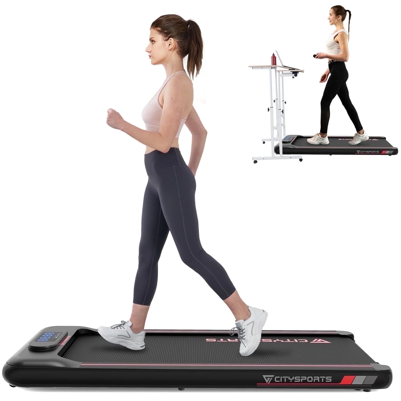 under Desk Treadmill, Walking Pad for Home, 1-6 KM/H, LCD Display, Alloy Steel Frame, Compact & Portable