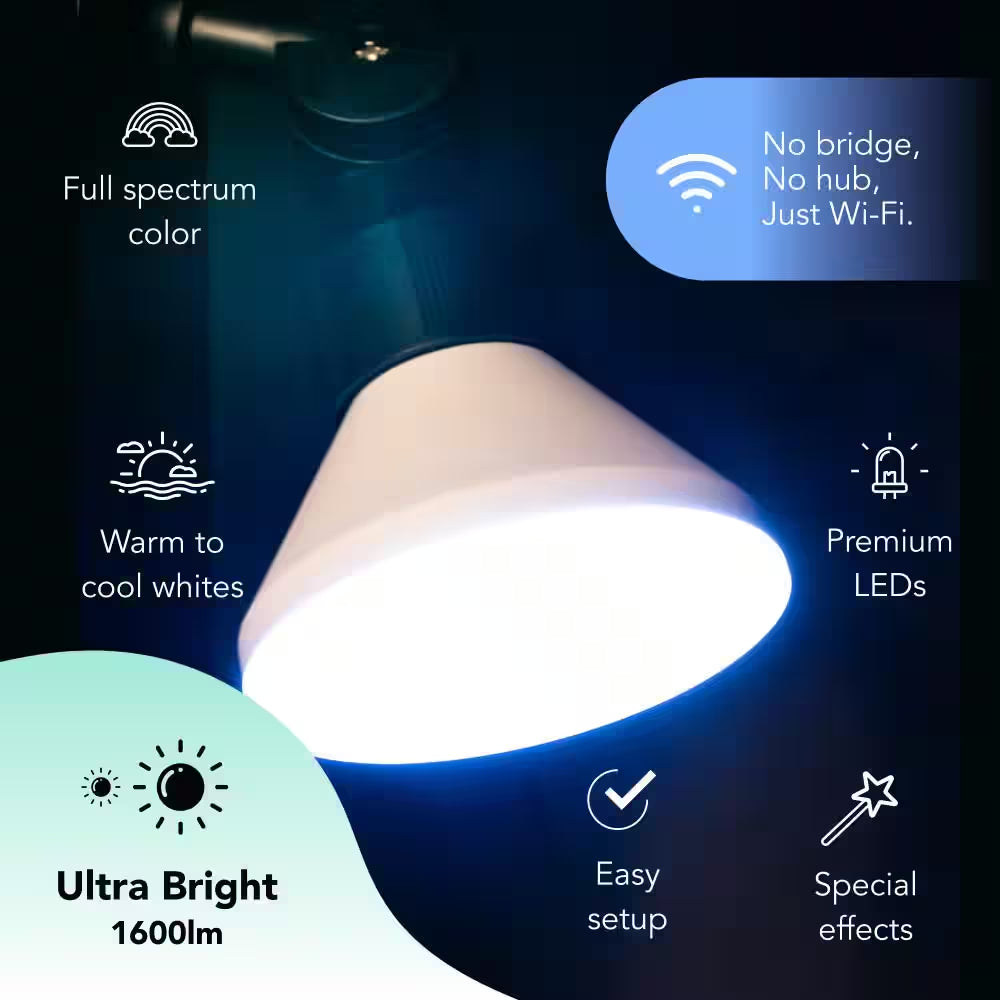 150-Watt Equivalent PAR38 Multi-Color 9000K Wi-Fi LED Light Bulb Works W/Alexa/Hey Google/Homekit Tunable White (4-Pack)