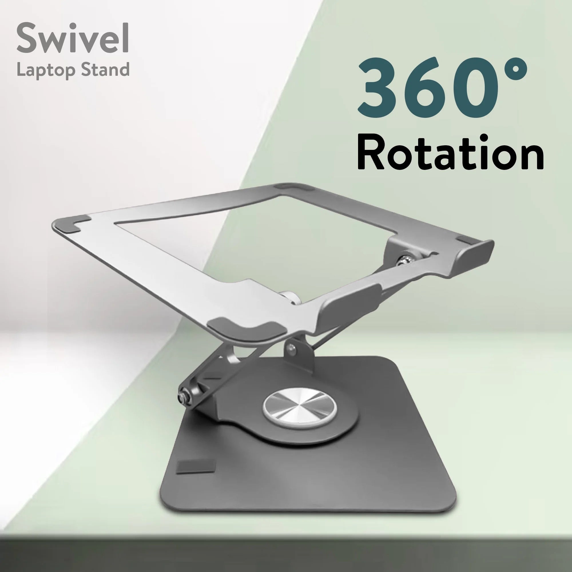 Swivel Laptop Stand for Desk – Adjustable Laptop Stand for Desk 360 Rotation – Raise, Tilt, Rotate, Cool Laptops with This Ergonomic Laptop Riser for Desk Ipad Stand Laptop Cooling Pad (Space Gray)