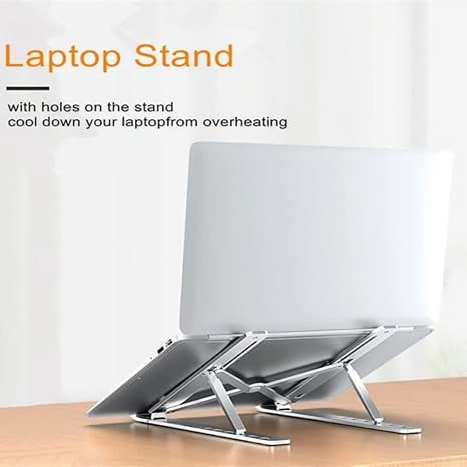 Laptop Stand for Desk, Adjustable Laptop Riser Abs+Silicone Foldable Portable Laptop Holder, Ventilated Cooling Notebook Stand for 10-15.6” Laptops