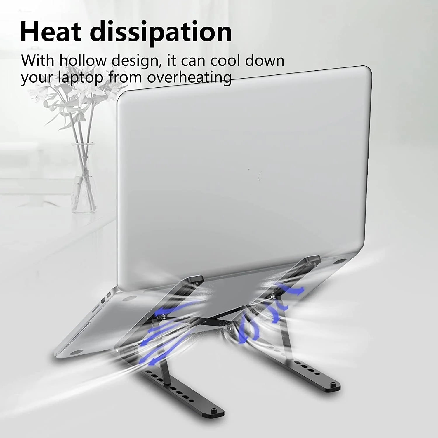 Laptop Stand for Desk, Adjustable Laptop Riser Abs+Silicone Foldable Portable Laptop Holder, Ventilated Cooling Notebook Stand for 10-15.6” Laptops