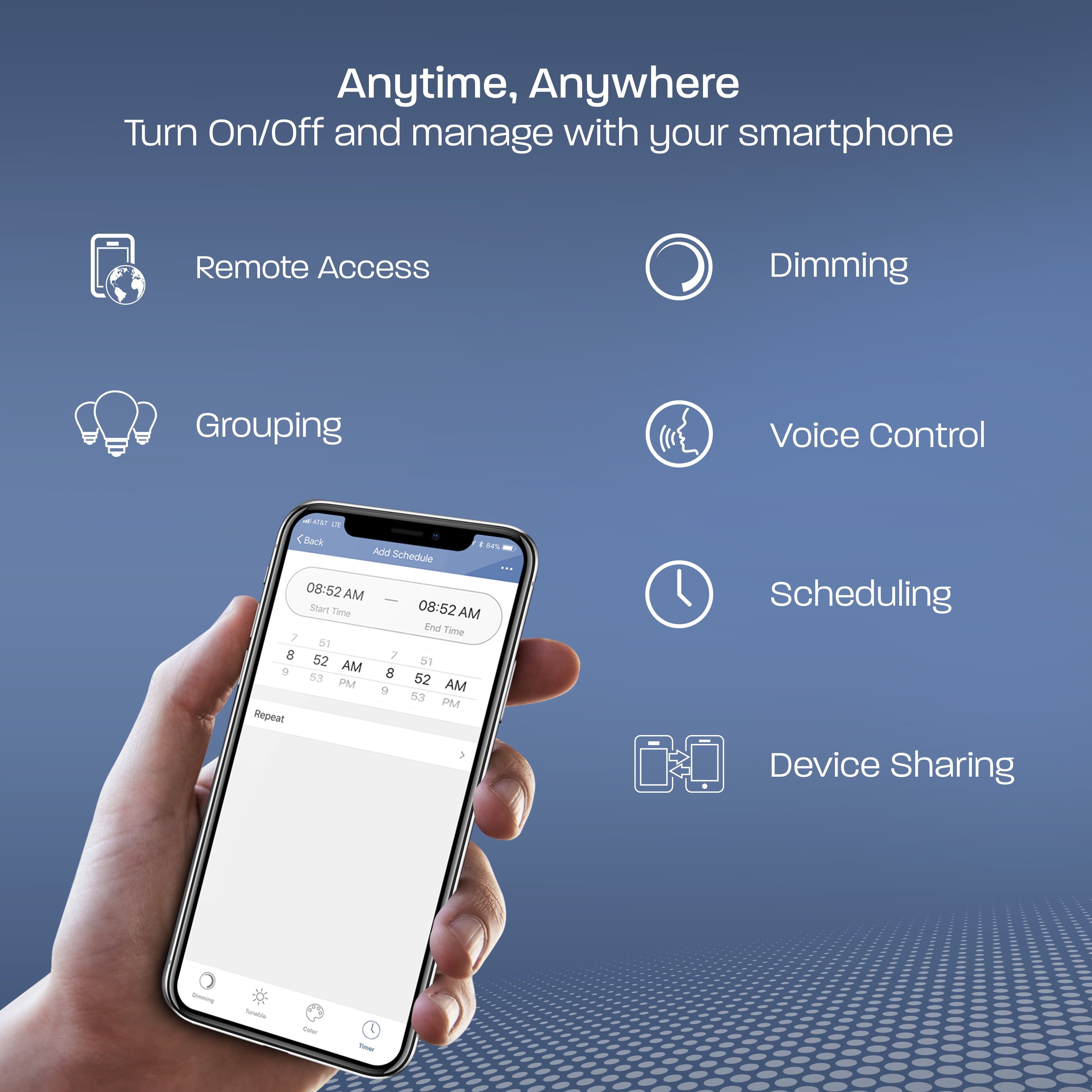 Smart LED 9 Watt (60 Watt Equiv) Color Select White Light Bulb, A19, E26, Dim 3 Pack