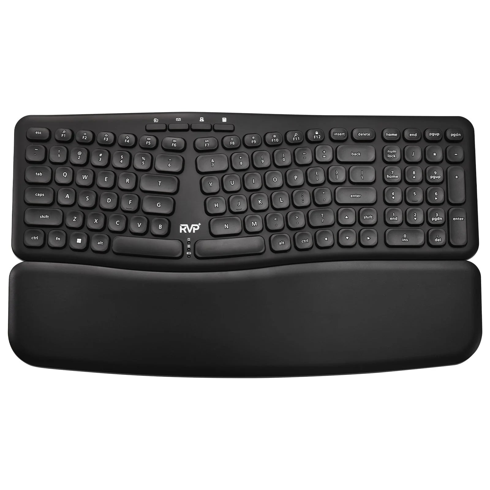 '+ K100-B Adjustable Wireless Ergonomic Keyboard with Magnetic Wrist Rest, Black