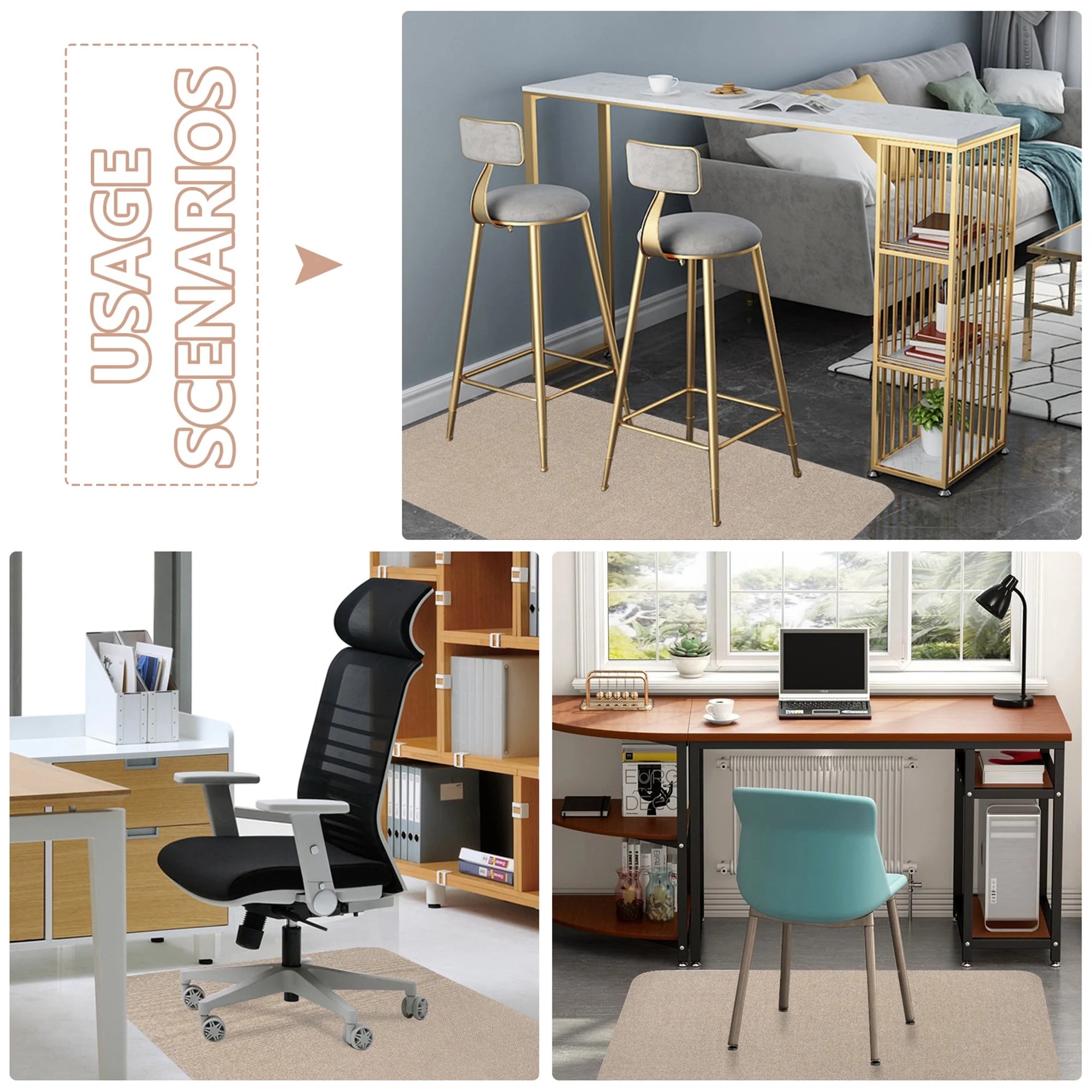 Office Chair Mat for Hardwood Floor 36" X 55" Desk Chair Mat Non-Slip Home Office Protector in Living Room Study Office, Brown