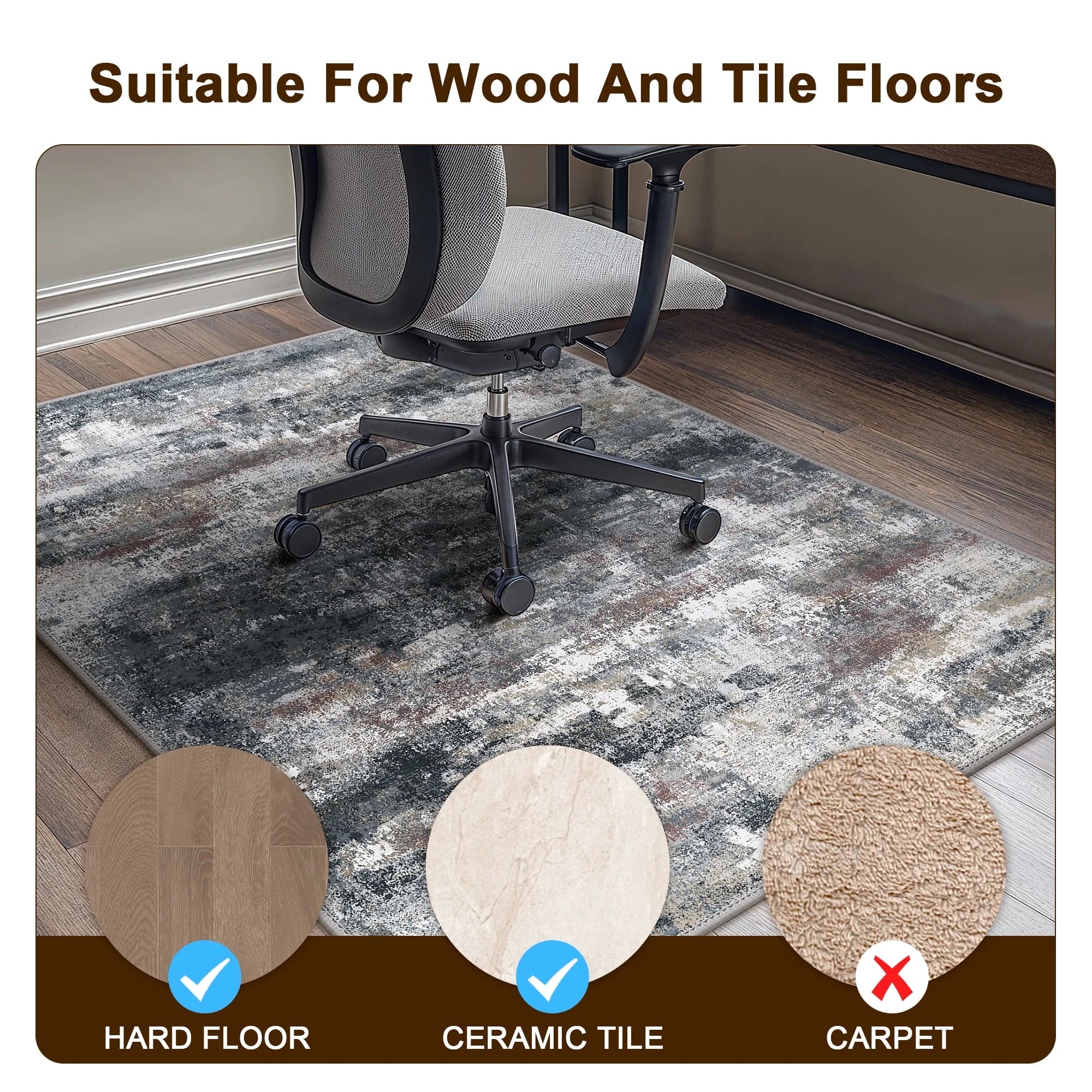 48"X 60" Protective Flooring Office Chair Mat for Hardwood Floor and Tile Floor, Heavy Duty Desk Chair Mat for Carpets, anti Slip Office Floor Mats for Rolling Chairs, Low Pile under Desk Rug