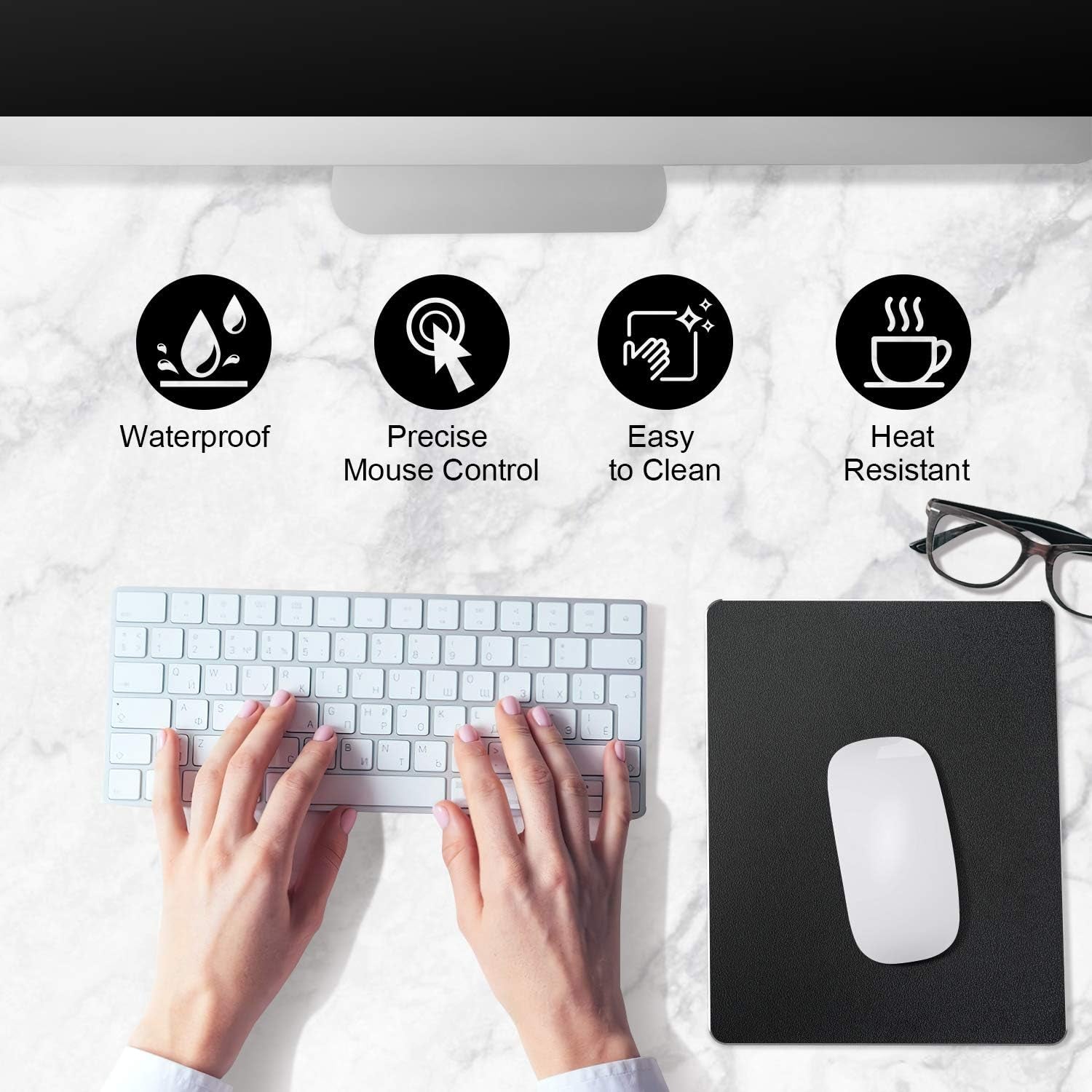 Mouse Pad, Gold Premium Hard Metal Aluminum Mousepad, Double Side Waterproof Ultra Smooth Mouse Pad for Fast and Accurate Mouse Control for Office and Gaming, 9.4 X 7.9Inch