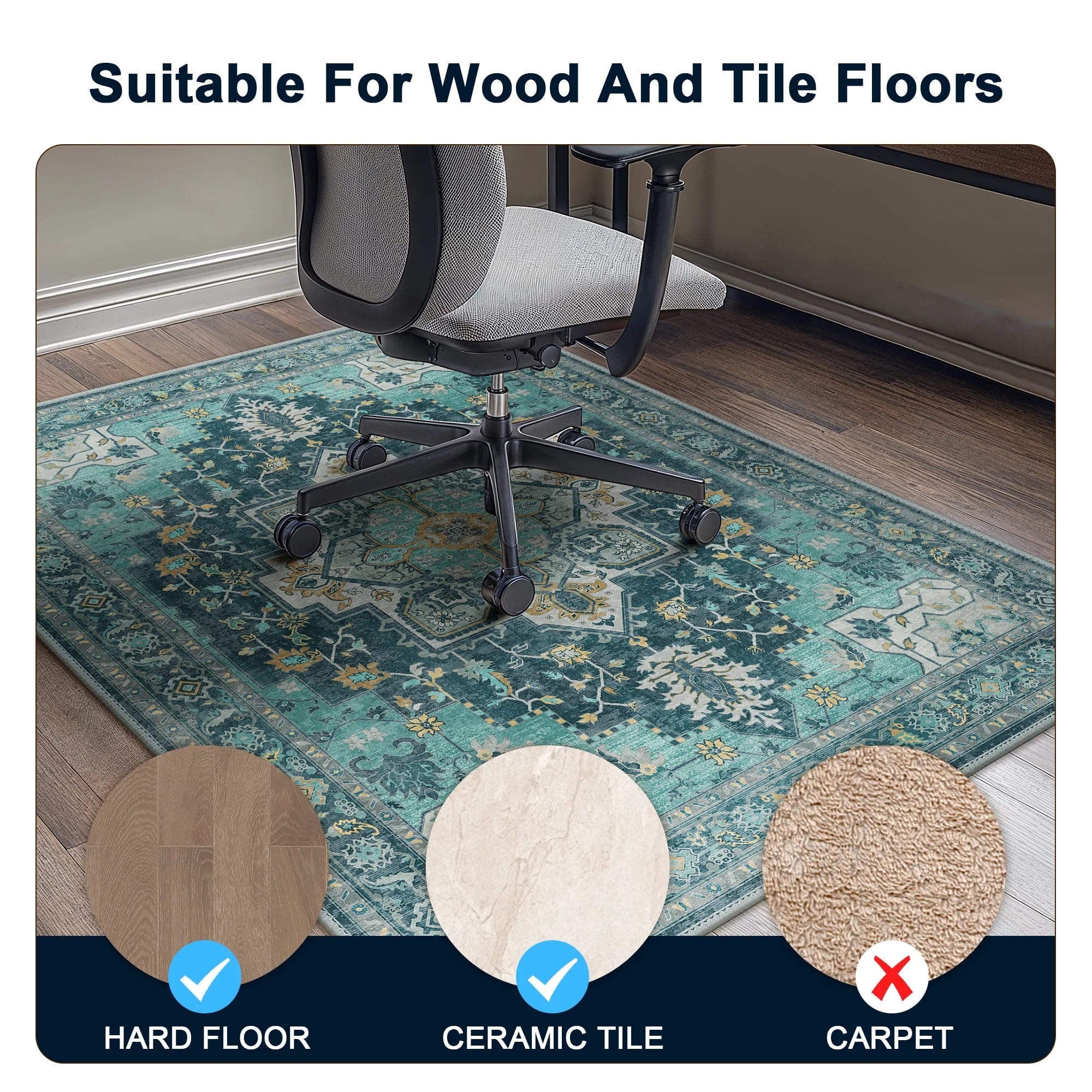 36"X 48" Protective Flooring Office Chair Mat for Hardwood Floor and Tile Floor, Heavy Duty Desk Chair Mat for Carpets, anti Slip Office Floor Mats for Rolling Chairs, Low Pile under Desk Rug