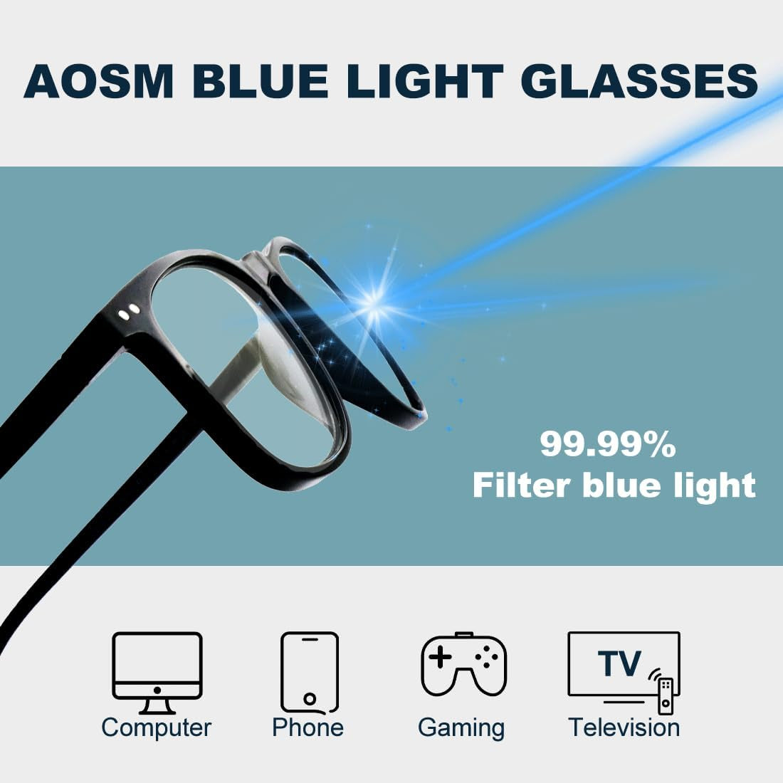 Blue Light Blocking Glasses, Blue Blocker Computer Glasses for Men Women, anti Glare 400 UV & Eye Strain Fake Square Glasses